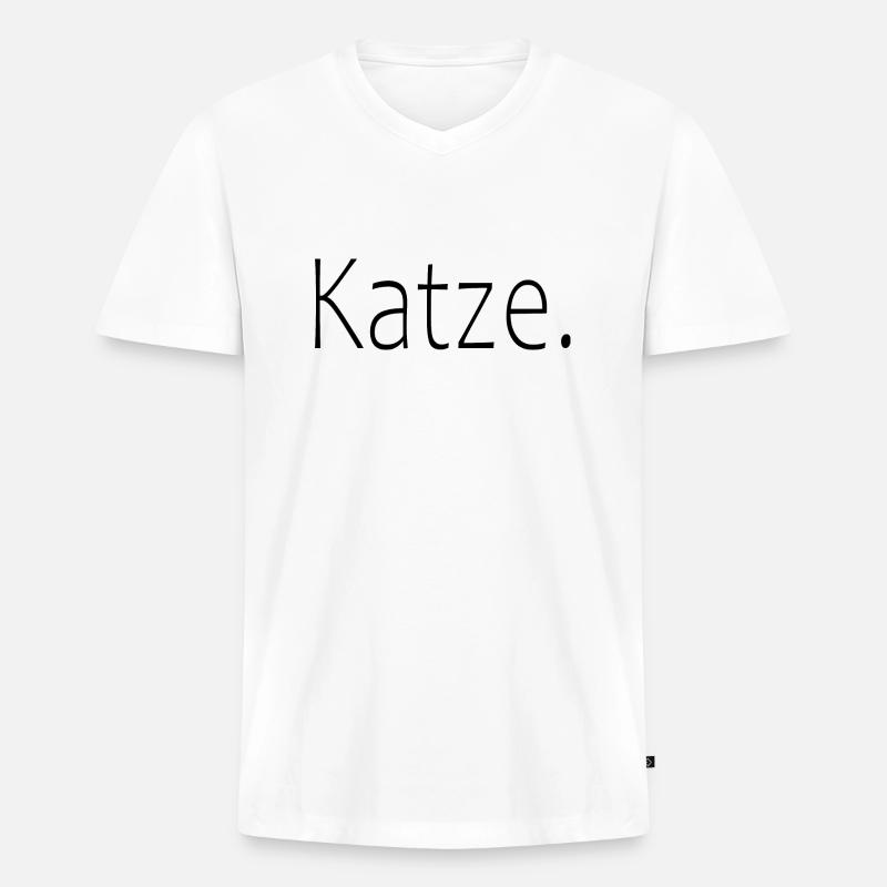 Katze - Männer Premium Bio T-Shirt mit V-Ausschnitt - Weiß