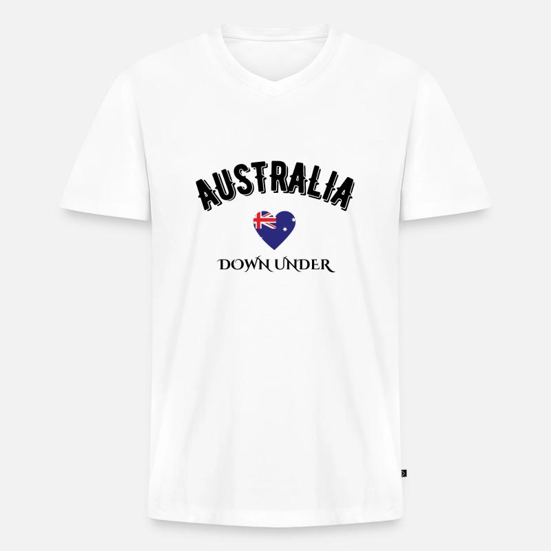Australien Down Under - Männer Premium Bio T-Shirt mit V-Ausschnitt - Weiß