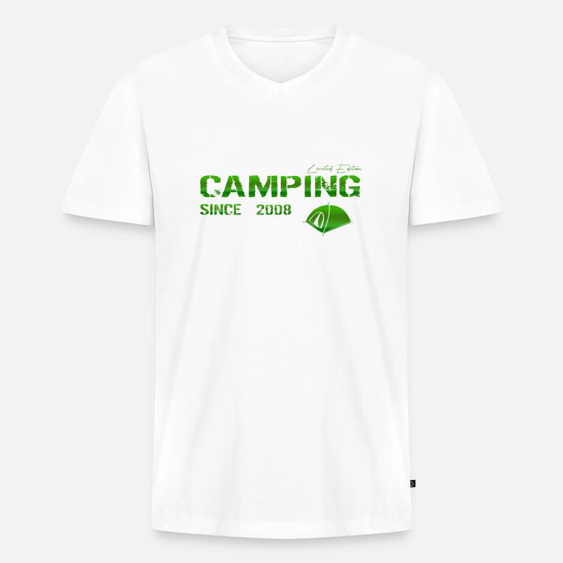 Camping 2008 Geschenk - Männer Premium Bio T-Shirt mit V-Ausschnitt - Weiß