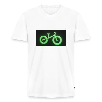 Fahrrad - Männer Premium Bio T-Shirt mit V-Ausschnitt - Weiß - Vorne - Nico (187cm)