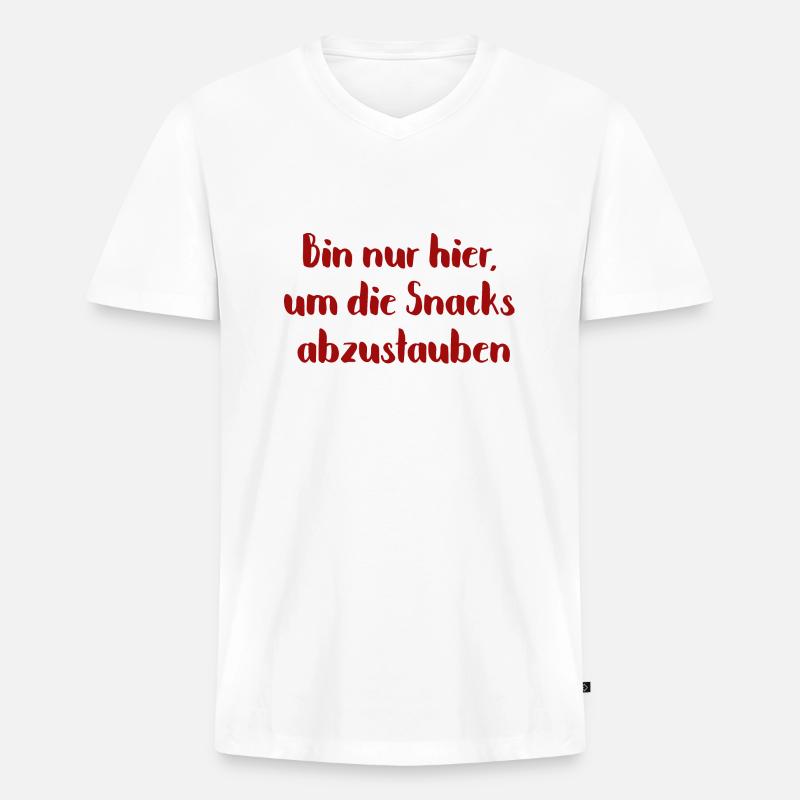 Snacks abstauben - Männer Premium Bio T-Shirt mit V-Ausschnitt - Weiß