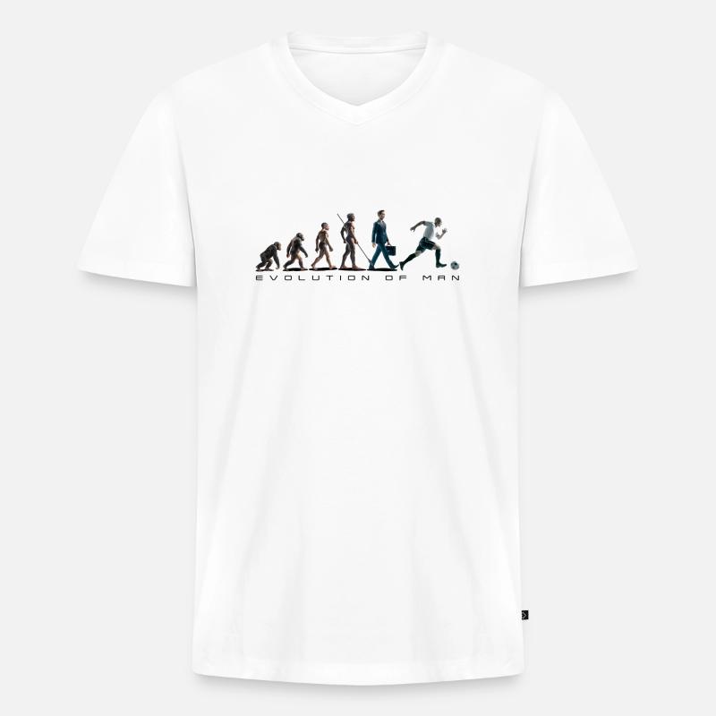 Evolution Fussball Zeichenfläche 1 - Männer Premium Bio T-Shirt mit V-Ausschnitt - Weiß
