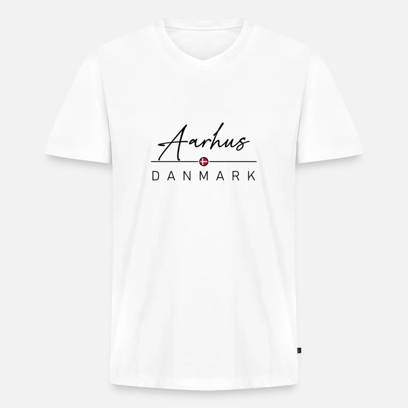 Dänemark - Aarhus - Denmark - Männer Premium Bio T-Shirt mit V-Ausschnitt - Weiß