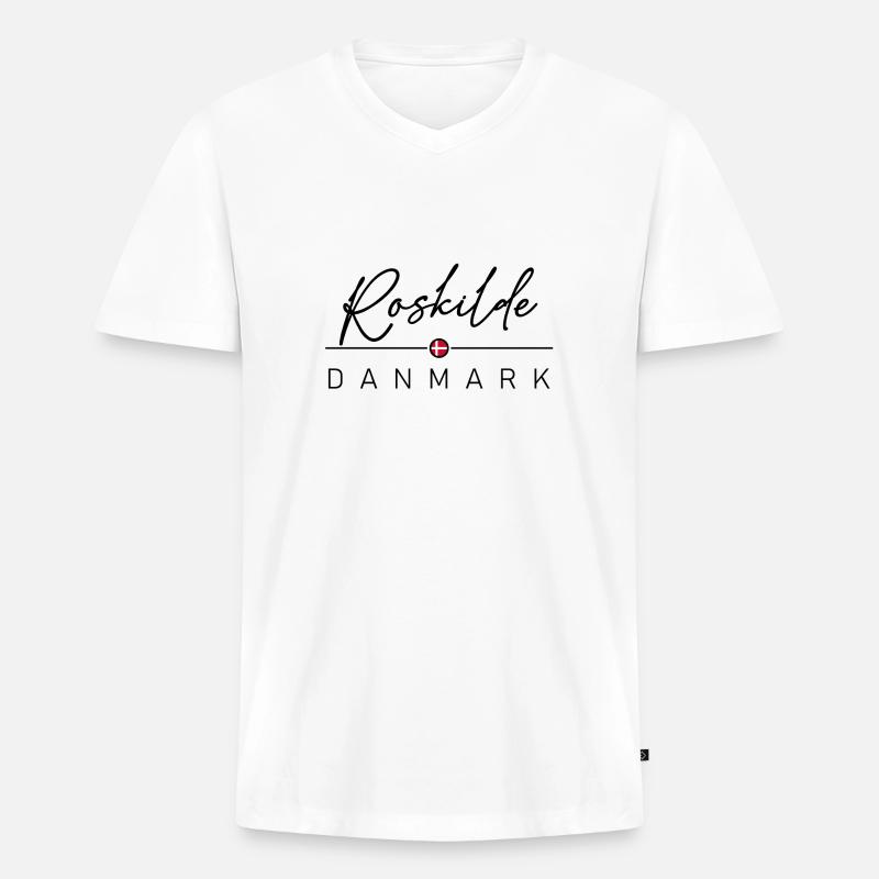 Dänemark - Roskilde - Danmark - Denmark - Männer Premium Bio T-Shirt mit V-Ausschnitt - Weiß