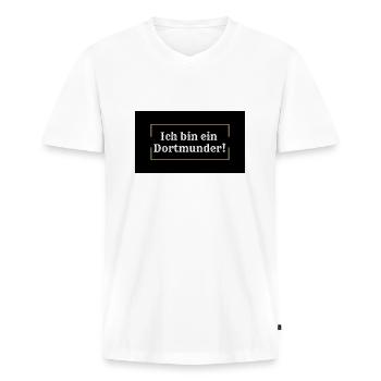 Dortmund 1# - Männer Premium Bio T-Shirt mit V-Ausschnitt - Weiß - Vorne - Nico (187cm)