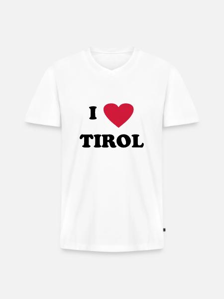 J'aime Tirol - T-shirt encolure en V Premium bio Homme - blanc