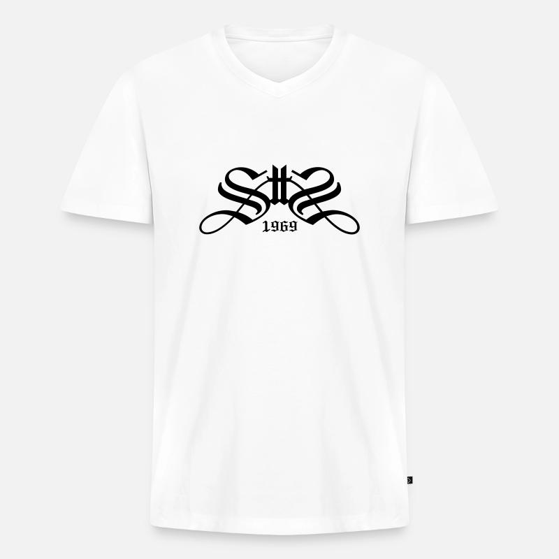 A_StS1969 - Männer Premium Bio T-Shirt mit V-Ausschnitt - Weiß