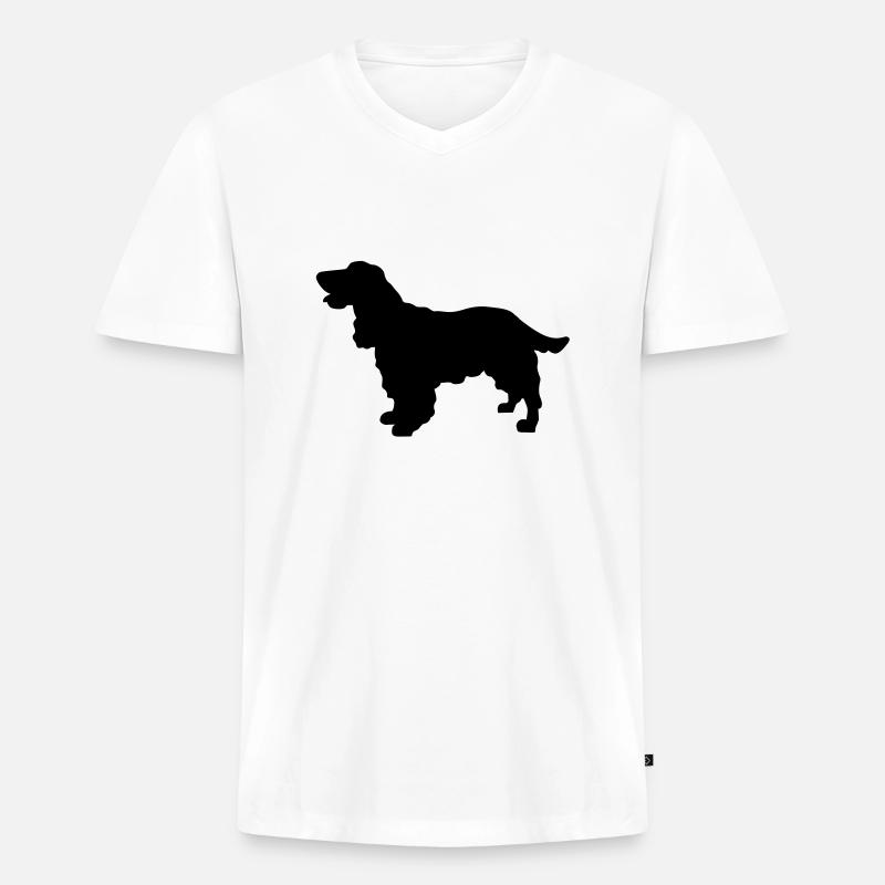 Cocker Spaniel Hund - Männer Premium Bio T-Shirt mit V-Ausschnitt - Weiß