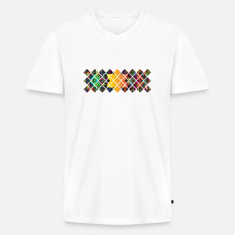 Muster Mandala - Männer Premium Bio T-Shirt mit V-Ausschnitt - Weiß