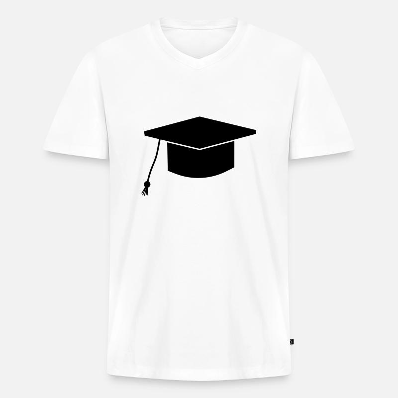 Abschlusshut - Männer Premium Bio T-Shirt mit V-Ausschnitt - Weiß