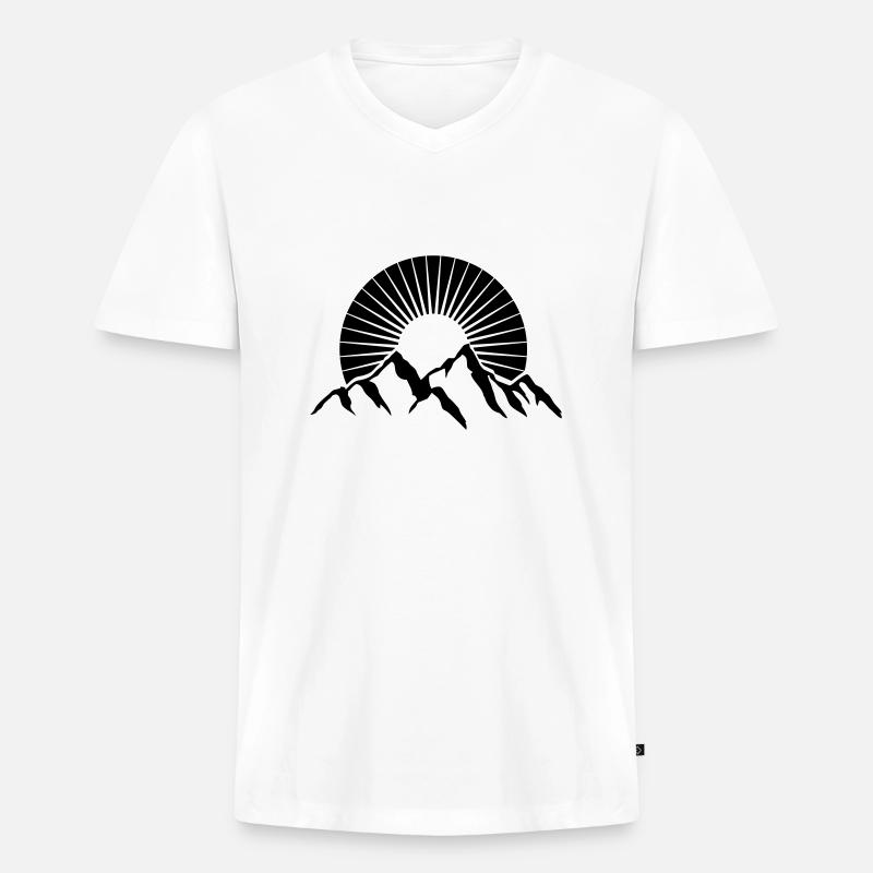 Schöne Berge Mit Sonne - Männer Premium Bio T-Shirt mit V-Ausschnitt - Weiß