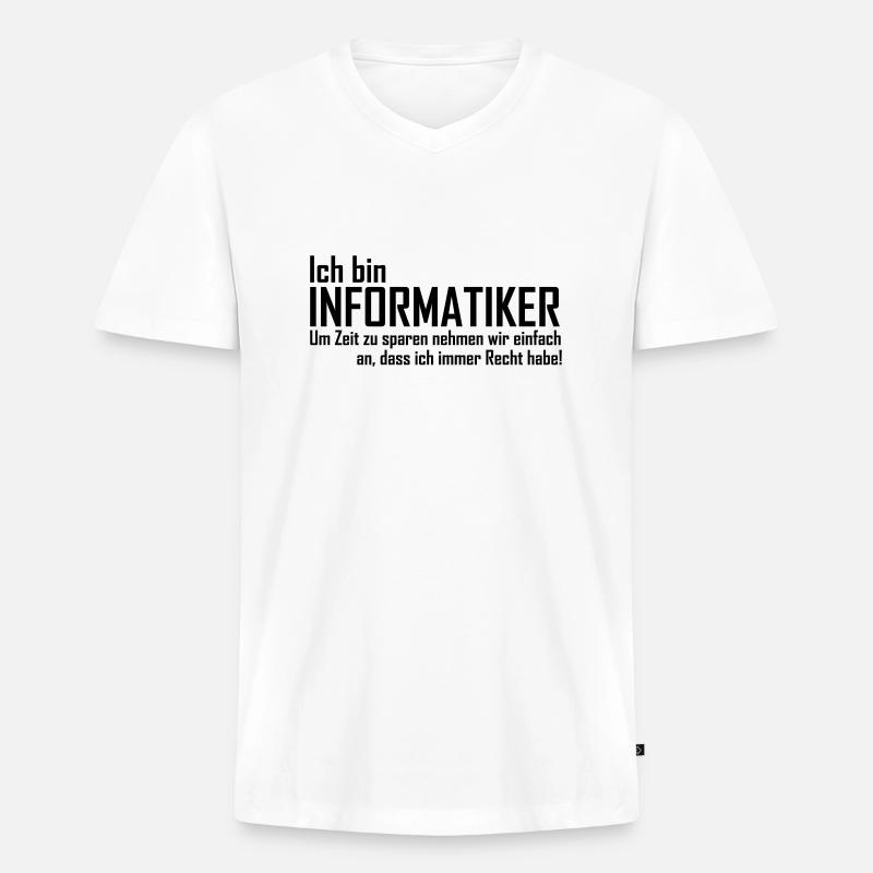 informatiker - Männer Premium Bio T-Shirt mit V-Ausschnitt - Weiß