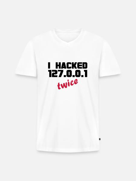 i hacked localhost twice - Männer Premium Bio T-Shirt mit V-Ausschnitt - Weiß