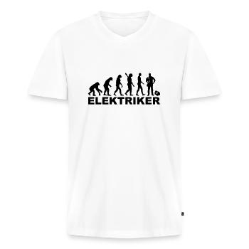 Elektriker - Männer Premium Bio T-Shirt mit V-Ausschnitt - Weiß - Vorne - Nico (187cm)