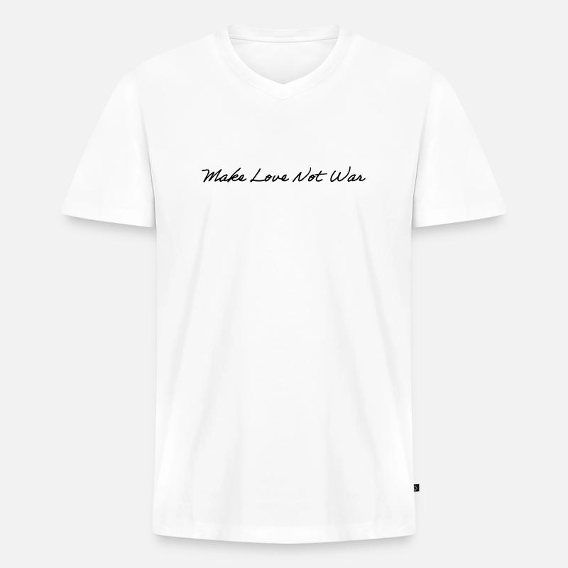 Make Love Not War - Männer Premium Bio T-Shirt mit V-Ausschnitt - Weiß
