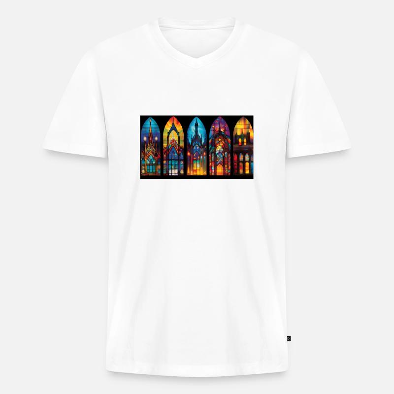 izup2u gothic Kirche - Männer Premium Bio T-Shirt mit V-Ausschnitt - Weiß