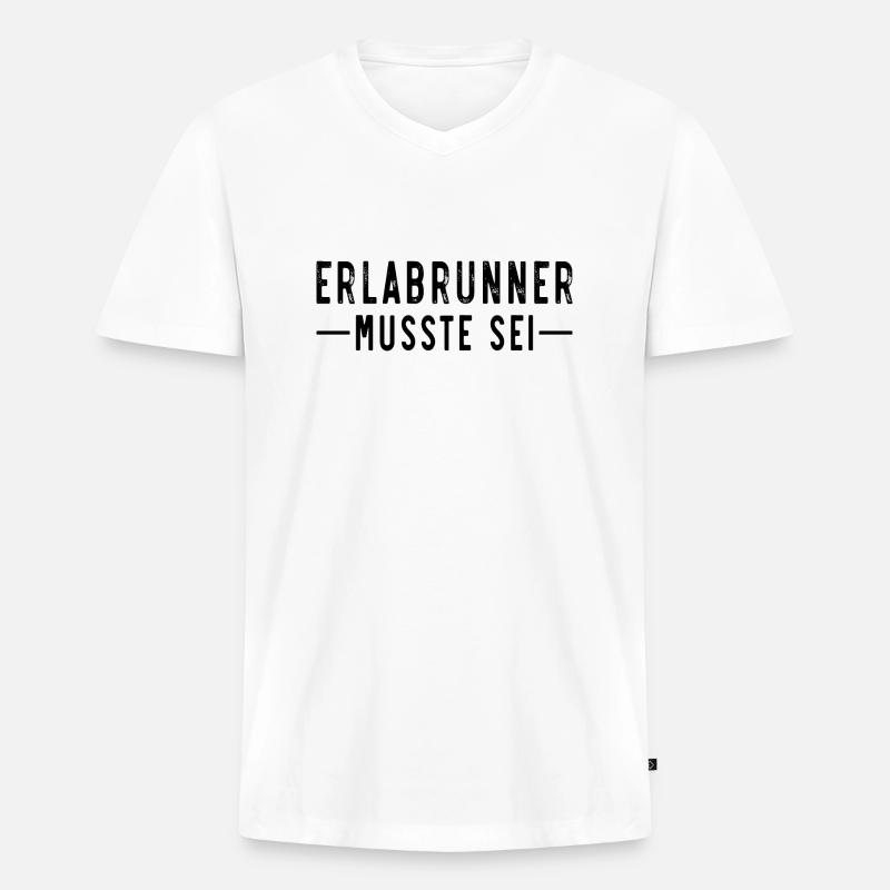 Erlabrunner musste sei - Männer Premium Bio T-Shirt mit V-Ausschnitt - Weiß