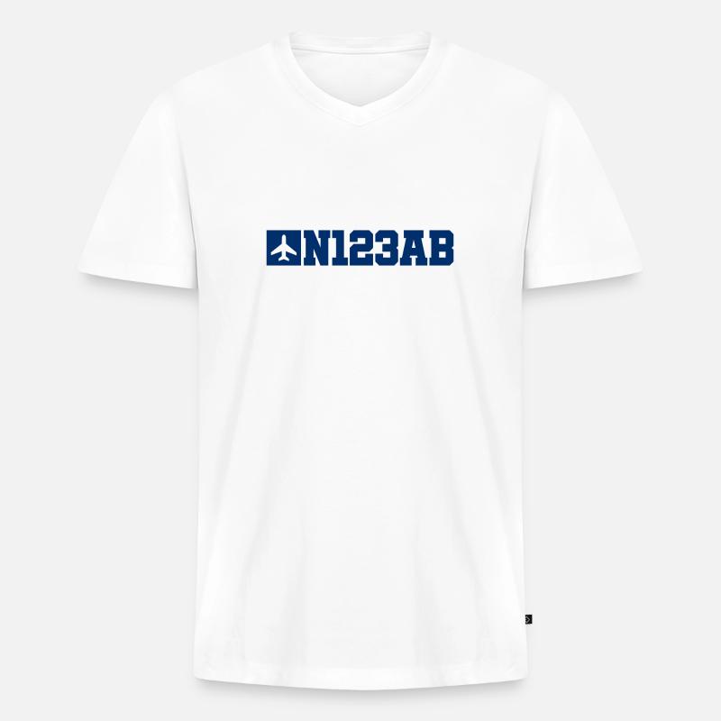Custom Aviation - Flugzeug - Luffahrt - Pilot - Männer Premium Bio T-Shirt mit V-Ausschnitt - Weiß