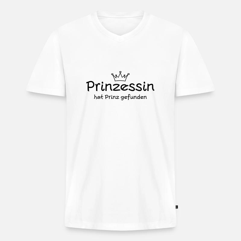 prinzessin - Männer Premium Bio T-Shirt mit V-Ausschnitt - Weiß
