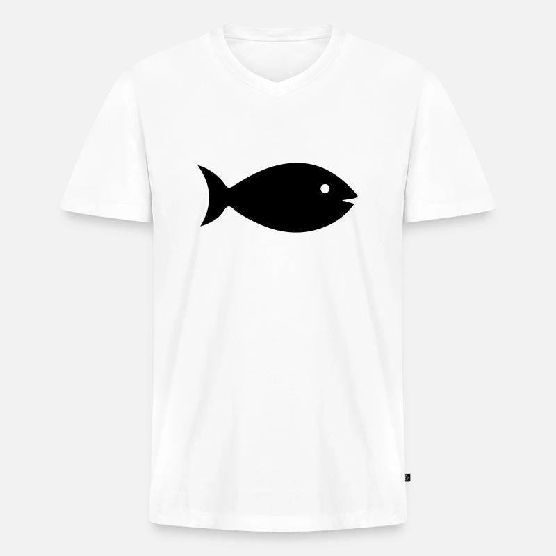 Fish silhouette - Männer Premium Bio T-Shirt mit V-Ausschnitt - Weiß