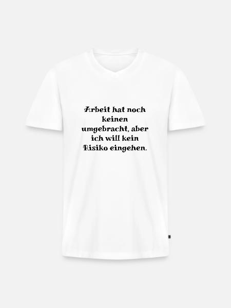 Arbeit - Männer Premium Bio T-Shirt mit V-Ausschnitt - Weiß
