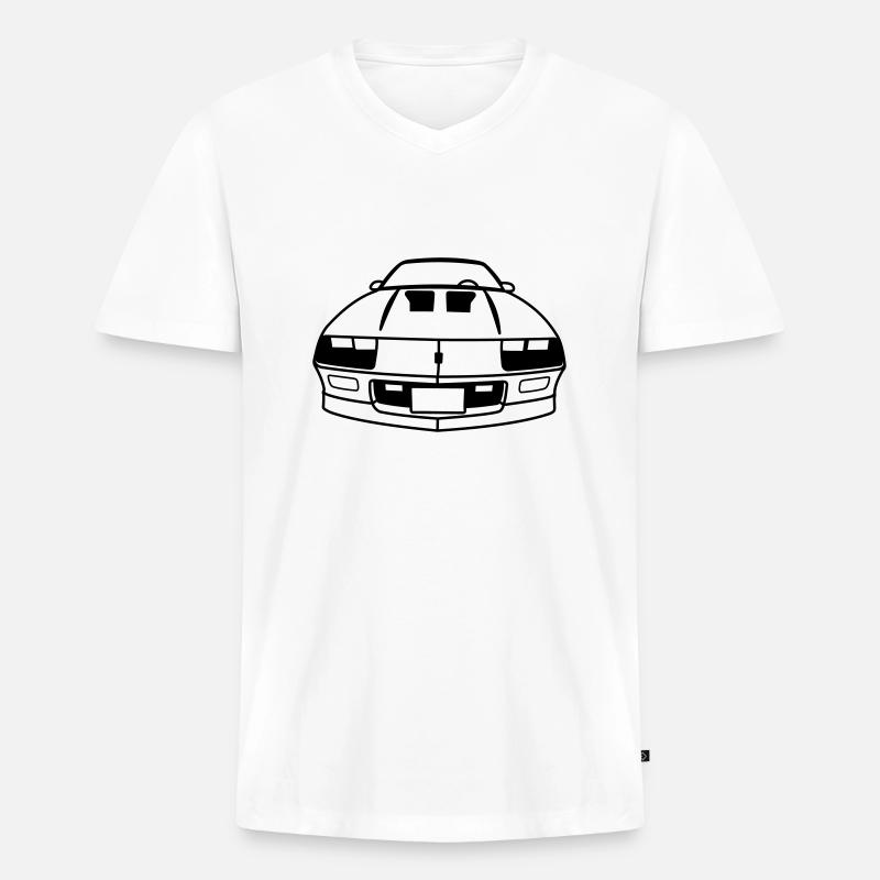 Camaro_Z28_1 - Männer Premium Bio T-Shirt mit V-Ausschnitt - Weiß