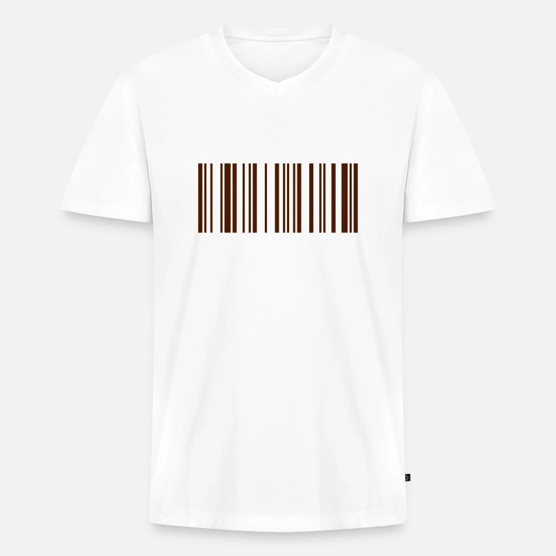 Barcode Maja - Männer Premium Bio T-Shirt mit V-Ausschnitt - Weiß