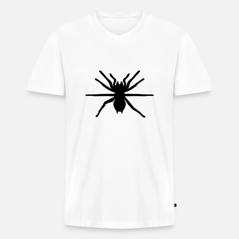 spinne - Männer Premium Bio T-Shirt mit V-Ausschnitt - Weiß