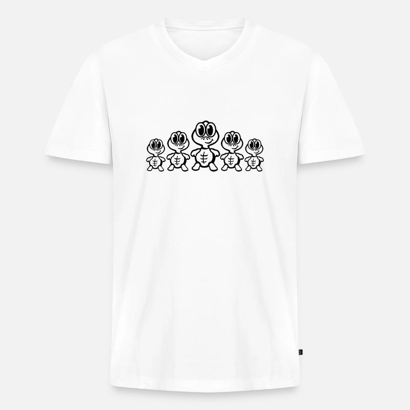 schildkroeten_comic_t1 - Männer Premium Bio T-Shirt mit V-Ausschnitt - Weiß