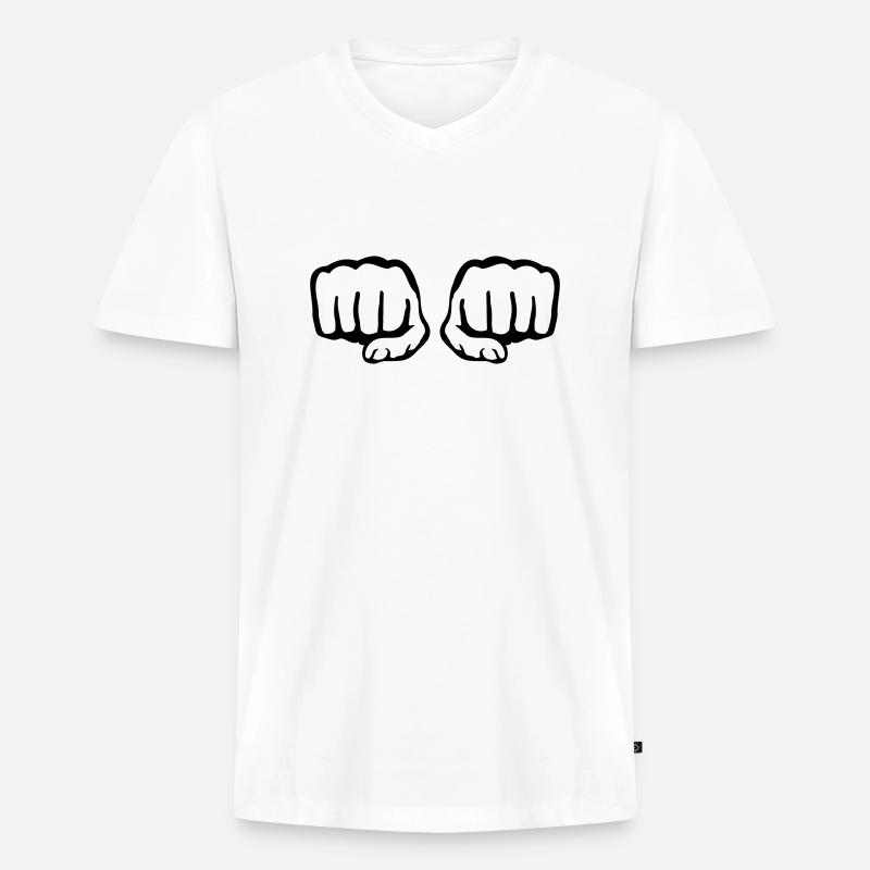 fauste_qa1 - Männer Premium Bio T-Shirt mit V-Ausschnitt - Weiß