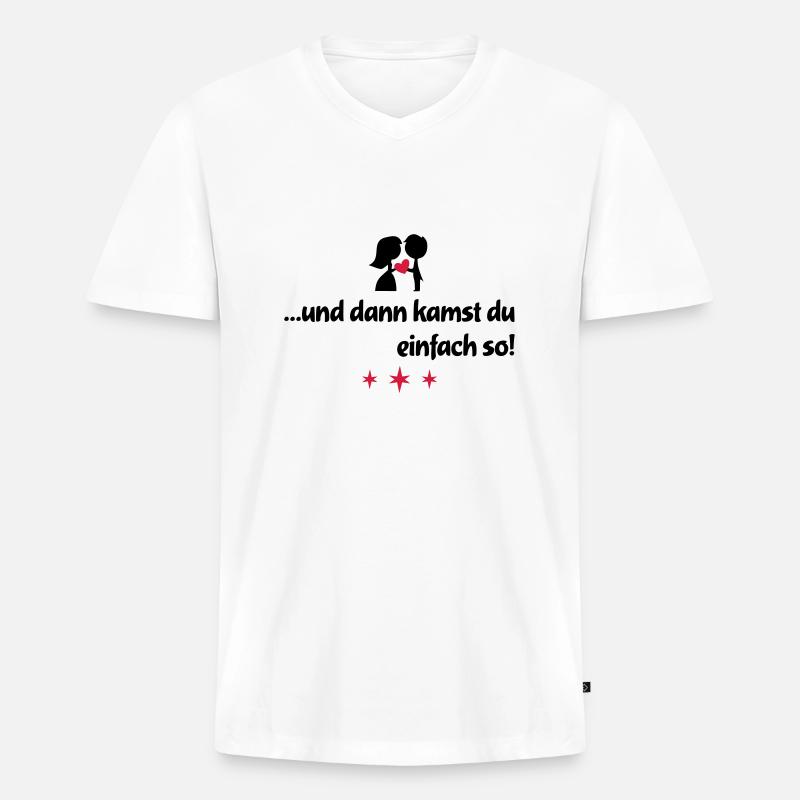 liebe - Männer Premium Bio T-Shirt mit V-Ausschnitt - Weiß