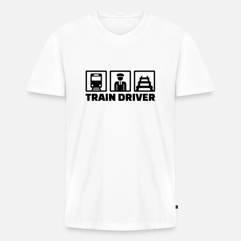 Lokführer - Männer Premium Bio T-Shirt mit V-Ausschnitt - Weiß