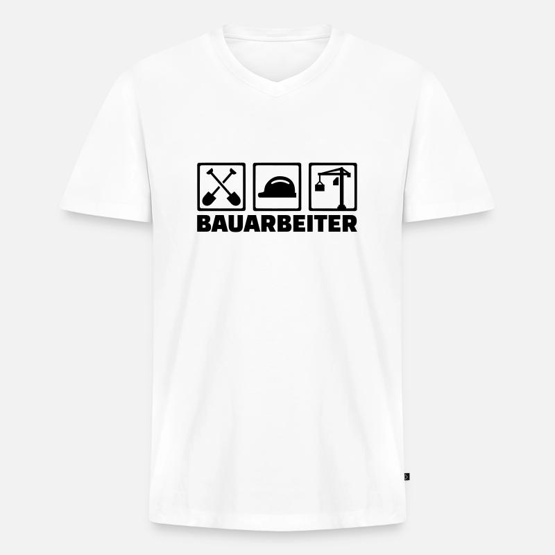 Bauarbeiter - Männer Premium Bio T-Shirt mit V-Ausschnitt - Weiß