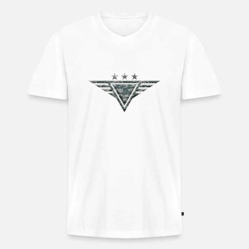 Armee - Männer Premium Bio T-Shirt mit V-Ausschnitt - Weiß