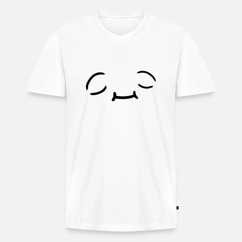 Entspanntes Gesicht Design - Männer Premium Bio T-Shirt mit V-Ausschnitt - Weiß
