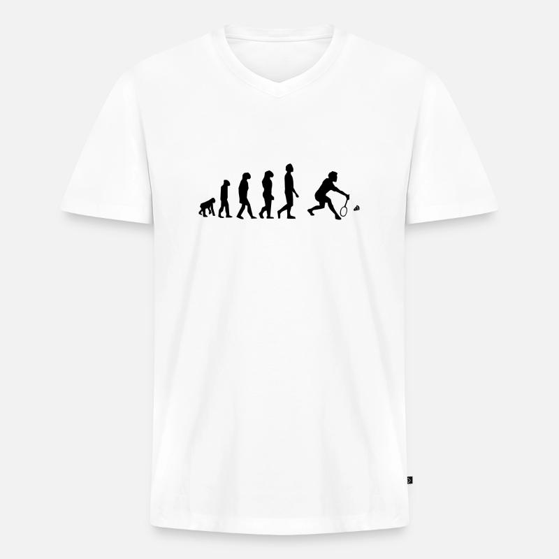 Badminton Evolution - Männer Premium Bio T-Shirt mit V-Ausschnitt - Weiß