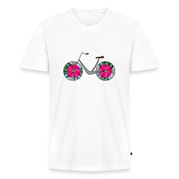 Fahrrad - Männer Premium Bio T-Shirt mit V-Ausschnitt - Weiß - Vorne - Nico (187cm)