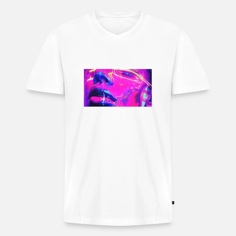 Neo-Expressionismus Gesicht - Männer Premium Bio T-Shirt mit V-Ausschnitt - Weiß