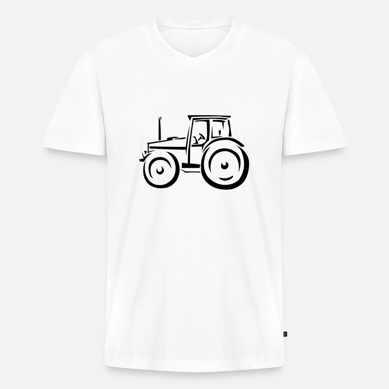 Traktor - Männer Premium Bio T-Shirt mit V-Ausschnitt - Weiß