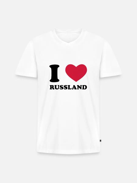 Russland - Männer Premium Bio T-Shirt mit V-Ausschnitt - Weiß