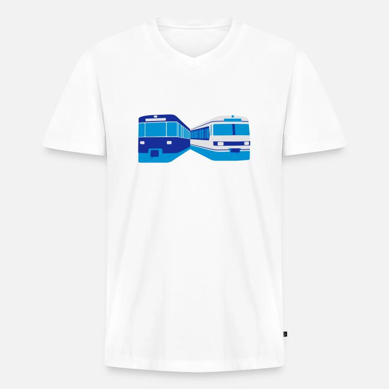 U-Bahn + S-Bahn München - Männer Premium Bio T-Shirt mit V-Ausschnitt - Weiß