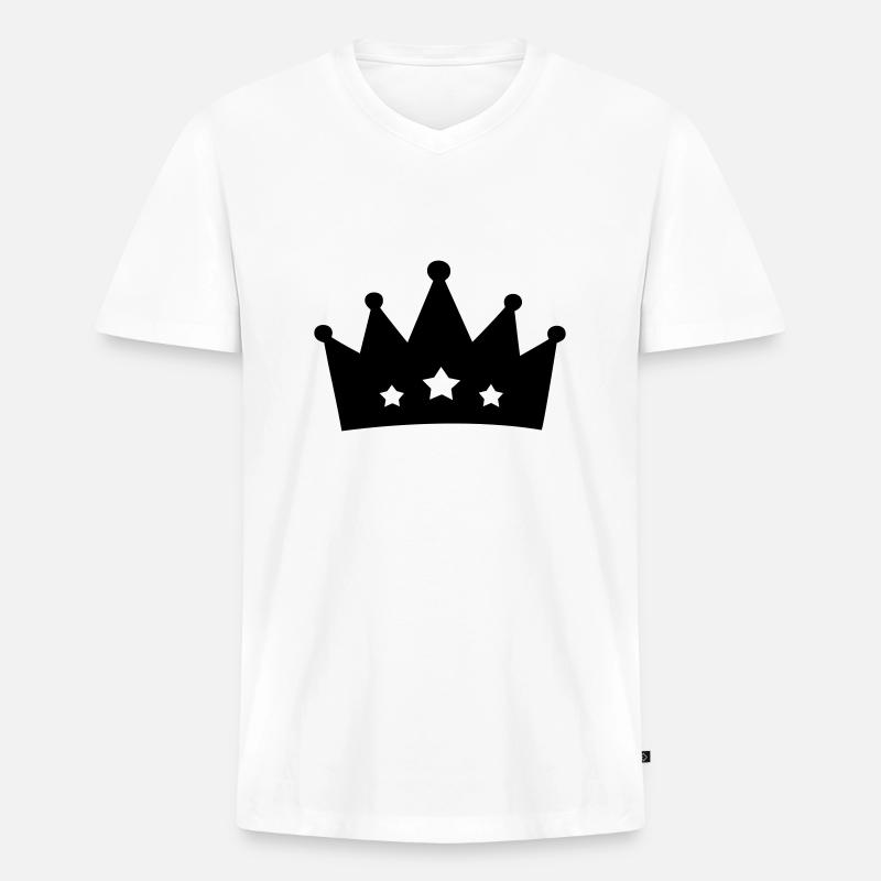 Krone (crown) 05.0 - Männer Premium Bio T-Shirt mit V-Ausschnitt - Weiß