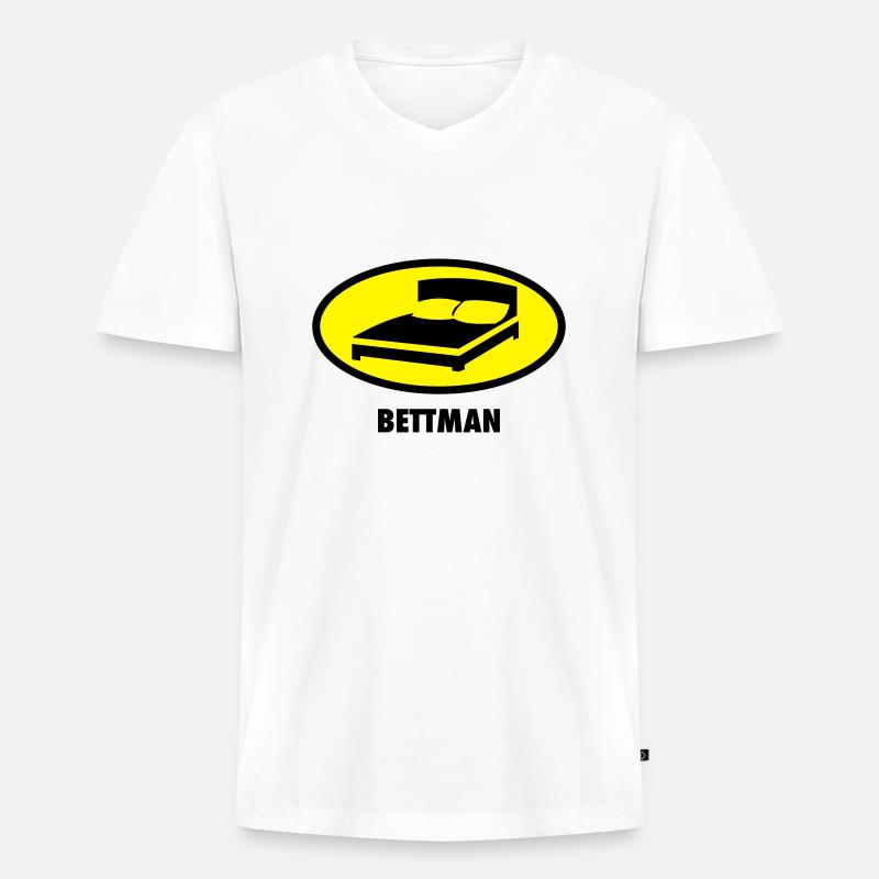 Bettman - Männer Premium Bio T-Shirt mit V-Ausschnitt - Weiß