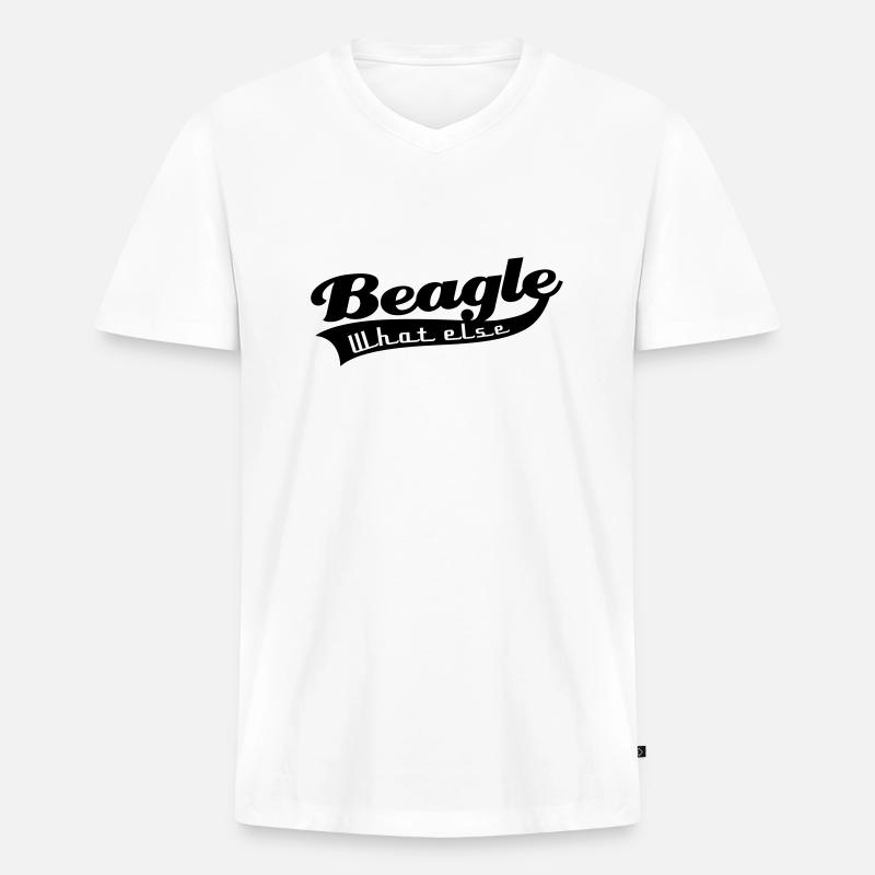 Beagle - Männer Premium Bio T-Shirt mit V-Ausschnitt - Weiß