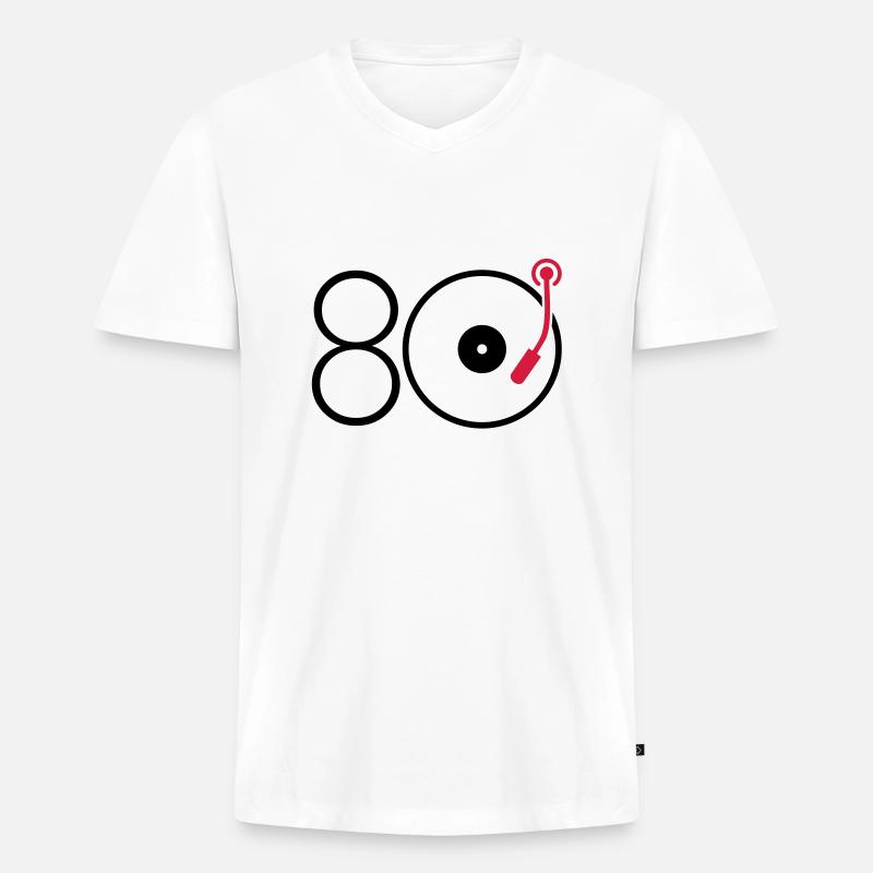 Musik der 80er - Männer Premium Bio T-Shirt mit V-Ausschnitt - Weiß