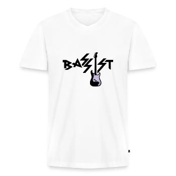bassist - Men's Premium Organic T-shirt with V-neck - white - Front - Nico (187cm)