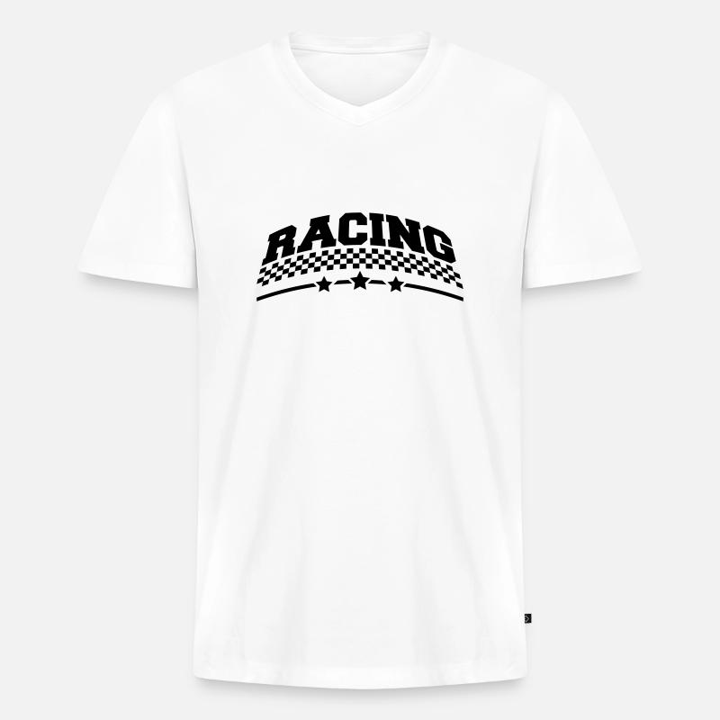 racing_design_1 - Männer Premium Bio T-Shirt mit V-Ausschnitt - Weiß