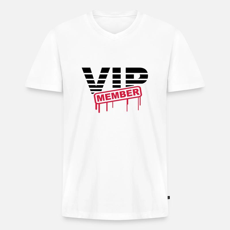 VIP Member - Männer Premium Bio T-Shirt mit V-Ausschnitt - Weiß