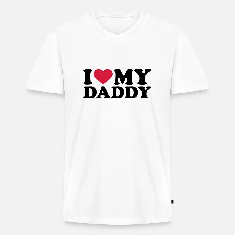 I love my Daddy - Männer Premium Bio T-Shirt mit V-Ausschnitt - Weiß