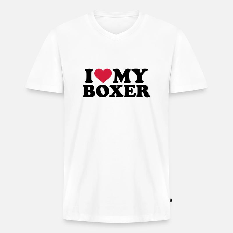 Boxer - Männer Premium Bio T-Shirt mit V-Ausschnitt - Weiß
